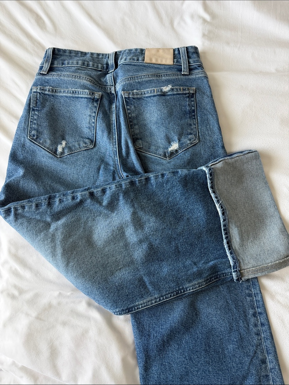 PAIGE Light Blue Wide-Leg Cuffed Jeans - Picture 5 of 5